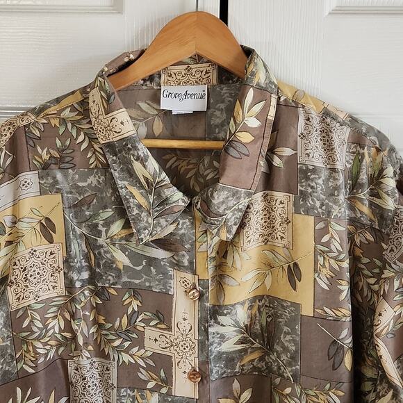 Vintage Grove Avenue Womens Button Front Top Size 5X 100% Silk Tropical Vacation - Picture 6 of 9